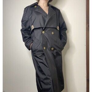 Laura Winston Petite Vintage Black Trench Coat Size 5/6 Petite Jacket